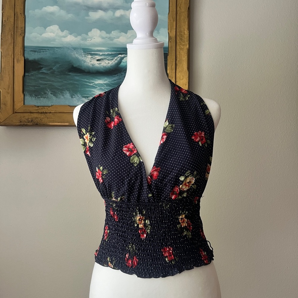 Chocolate Blue Ruched Sleeveless Tank Top